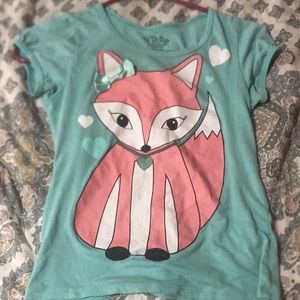 Blue short sleeve fox shirt